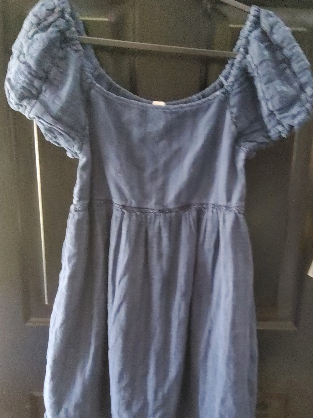 Girls' Navy Blue Puff-Sleeve Dress - Classic Summer Style